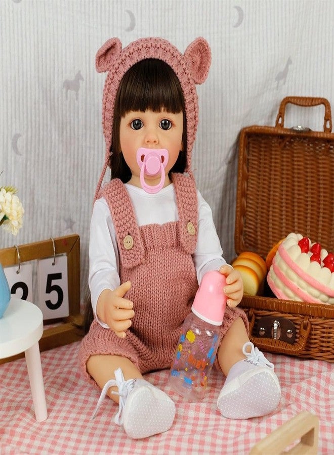 RABJET دمية طفلة واقعية من السيليكون من رابجيت، طولها 55 سم، للبنات | ملمس ناعم، أصوات بكاء وضحك، مستشعر حركة | فستان وأحذية وإكسسوارات مصنوعة يدويًا | دمية واقعية للأطفال كهدية عيد ميلاد - Image 2